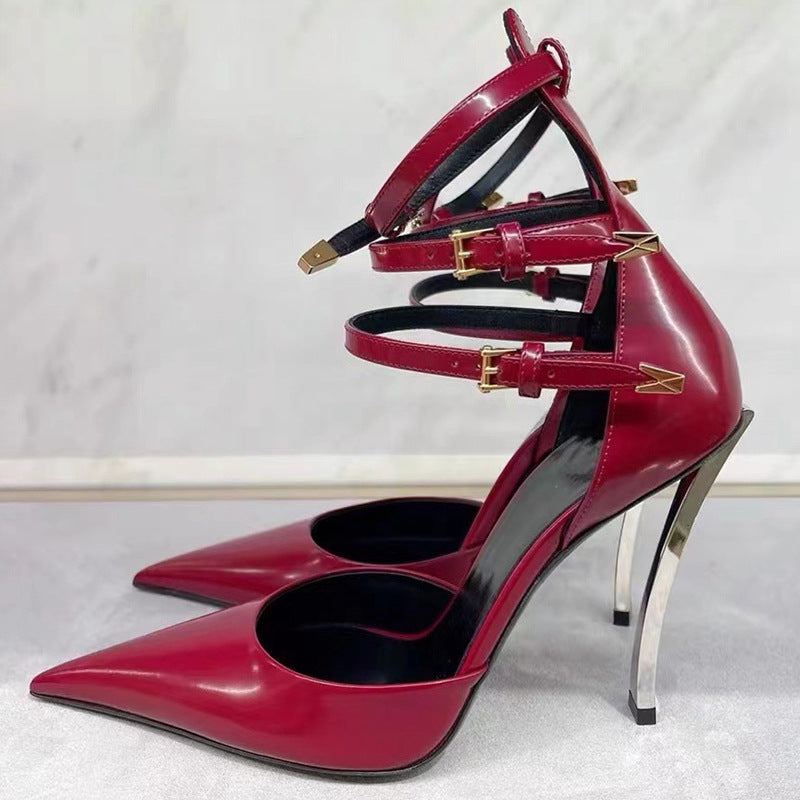 Women's Pointed Patent Leather High Heel Sandals Best YouTube Store
