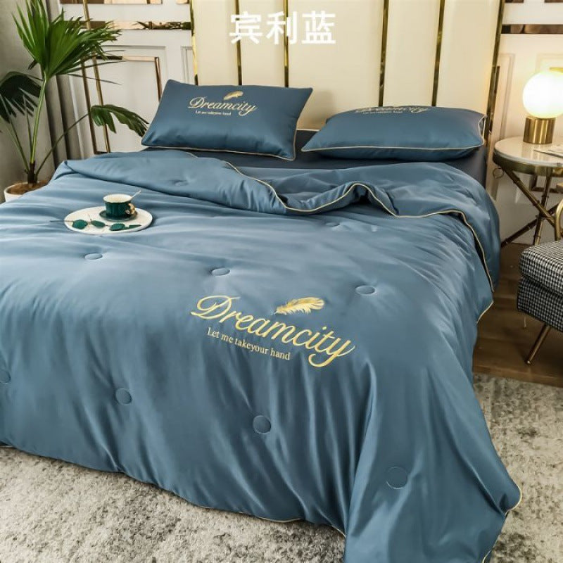 Tencel Summer Cooling Ice Silk Summer Quilt Airable Cover Four-piece Set