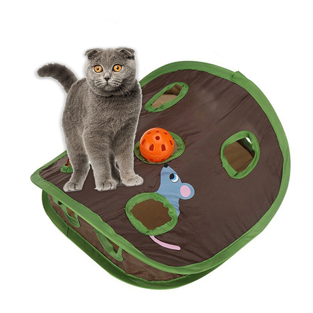 Cute Pet Cat Interactive Hide Seek Game 9 Holes Tunnel Mouse Hunt Intelligence Toy Pet Hidden Hole Kitten Foldable Toys Pets Fashion