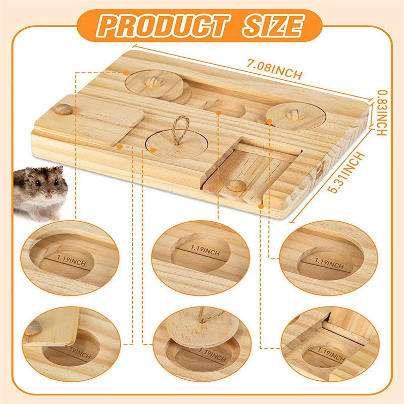 Wooden Hamster Feeder Household Feeding Snack Dispenser Pets Fashion