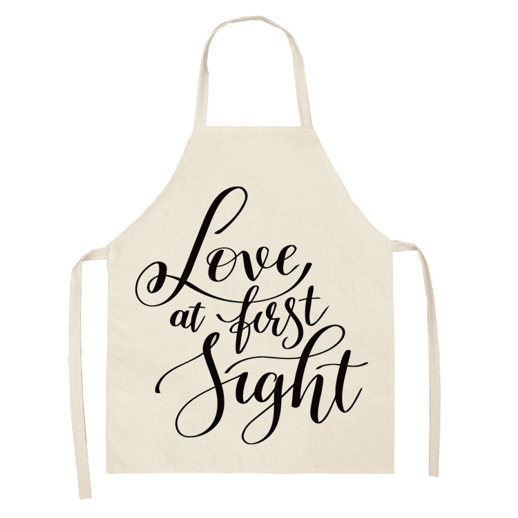 Letter Linen Apron Kitchen Stain-resistant Sleeveless Coverall PearlNestDecor.com