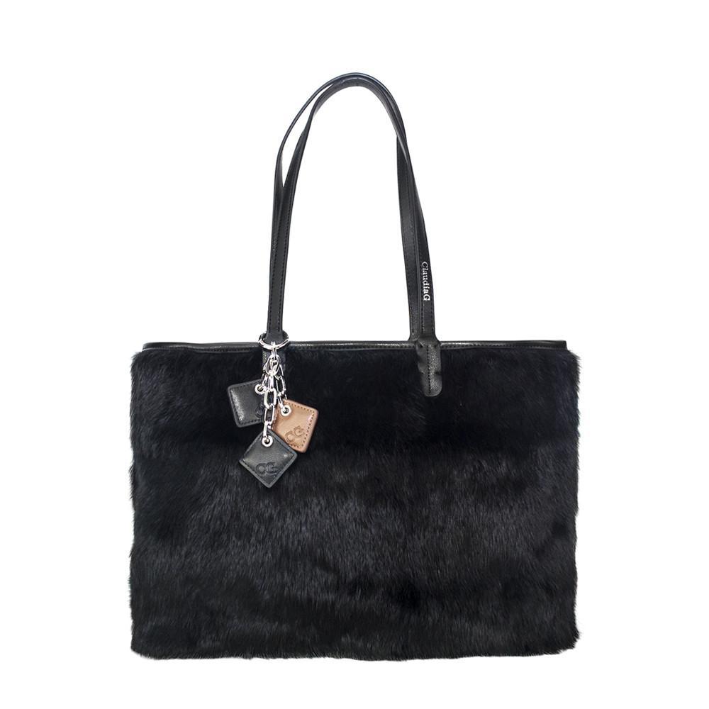 Olivia Fur+Leather Handbag - Black LadyShow.Store