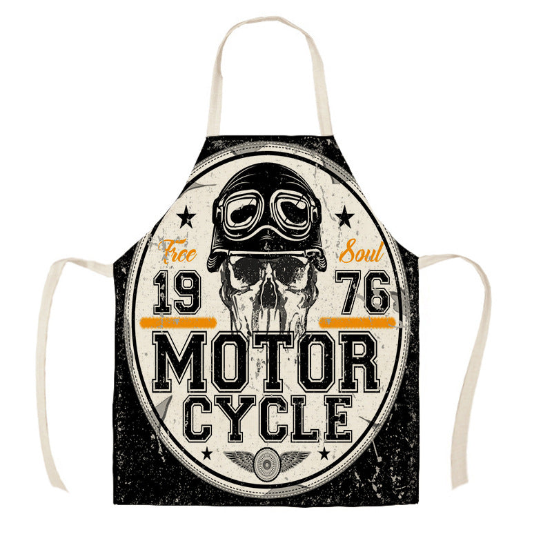Creative Motorcycle Poster Art Letter Linen Kitchen Apron PearlNestDecor.com