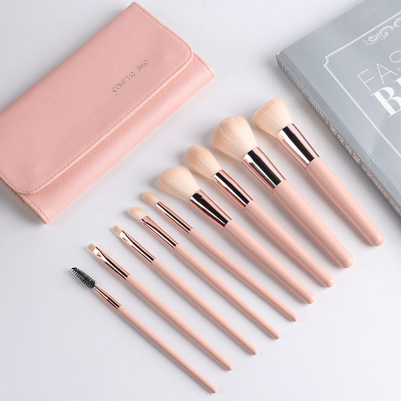 Makeup Brush Set with Wooden Handle and Brush Bag LadyShow.Store