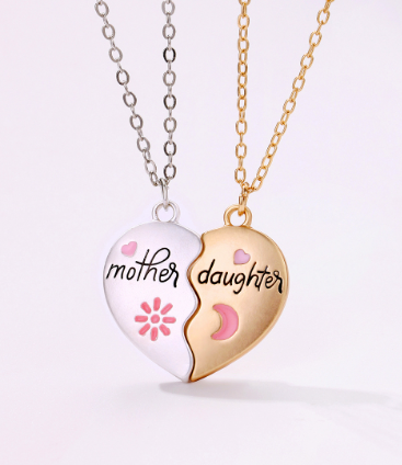 Mother-Daughter Matching Heart Magnetic Pendant Set LadyShow.Store