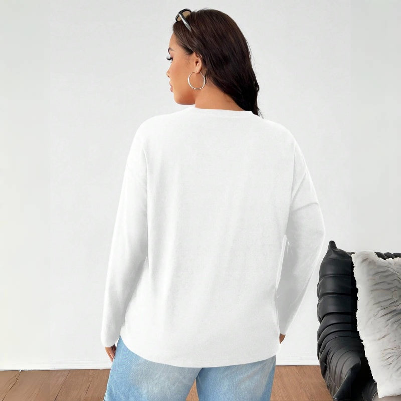 Women's Solid Color Loose Round Neck Top NorixaFashion.com