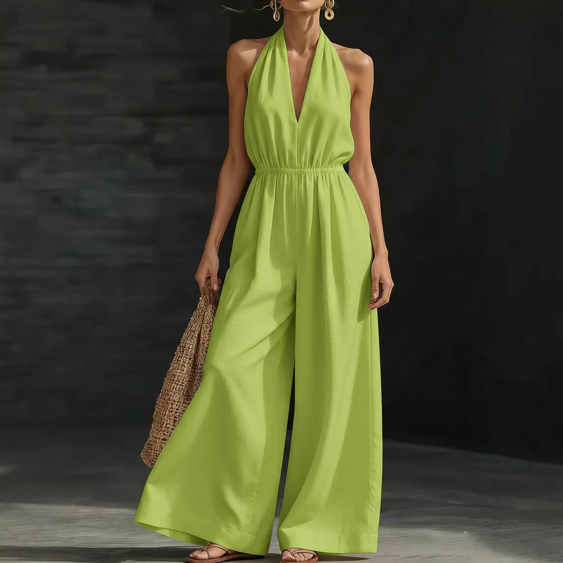 V-neck Halter Neck Jumpsuit For Women LadyShow.Store