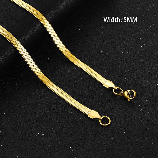 Flat Gold Color Stainless Steel Necklace Pi-Mart