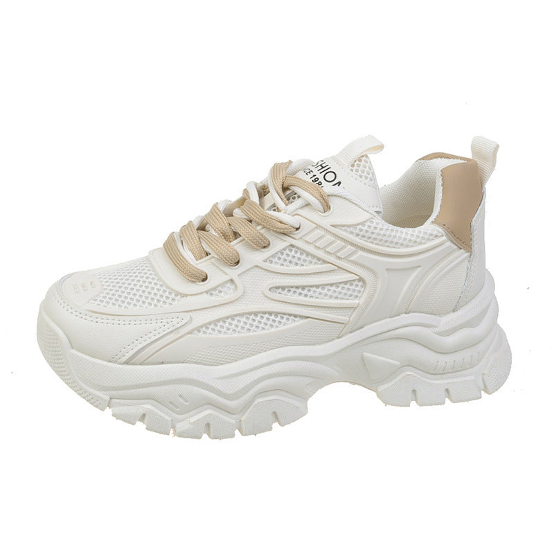 Mesh Breathable White Shoes Thick Bottom Heighten Casual Shoes Sports Women's Shoes