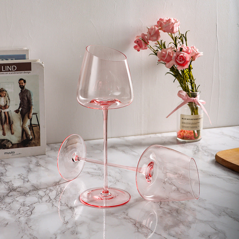 Flamingo Red Wine Oblique Mouth Glass Tall Cup LuxuryLifeWay Online Store