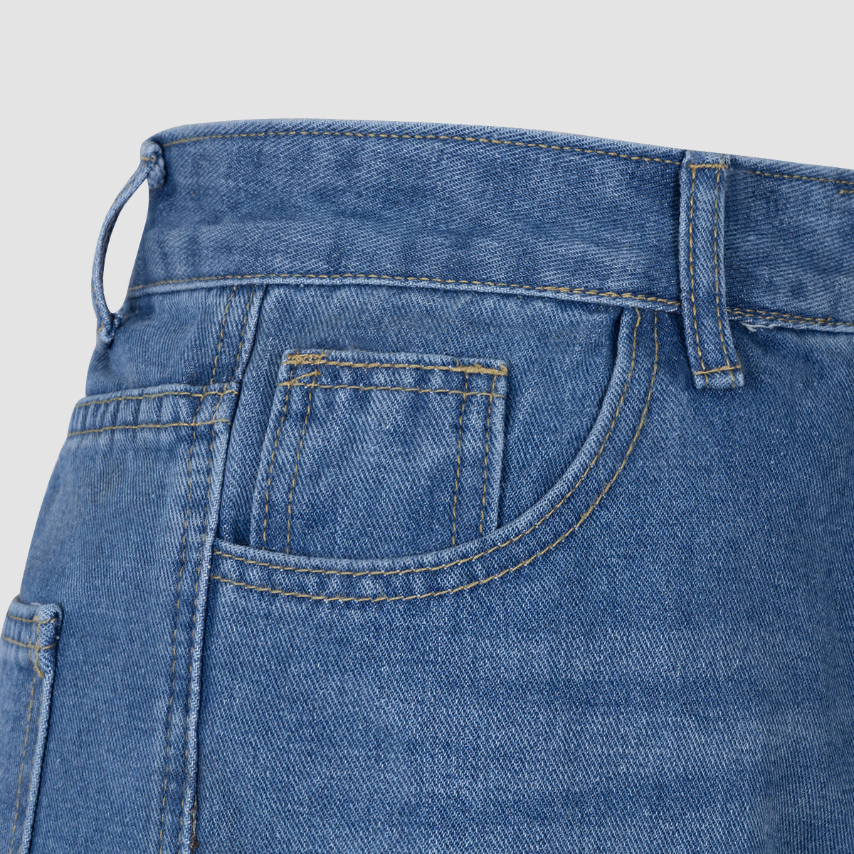 Blue Denim High - Waisted Ultra - Wide - Leg Jeans With Side Slit NorixaFashion.com