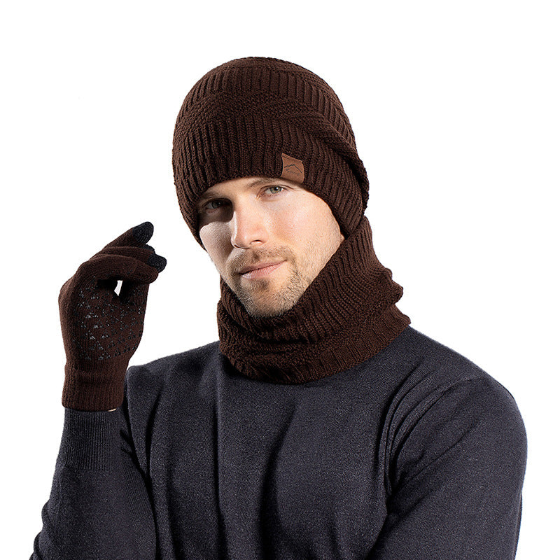 Winter Fleece-lined Warm Hat Scarf Gloves Three-piece Set LadyShow.Store