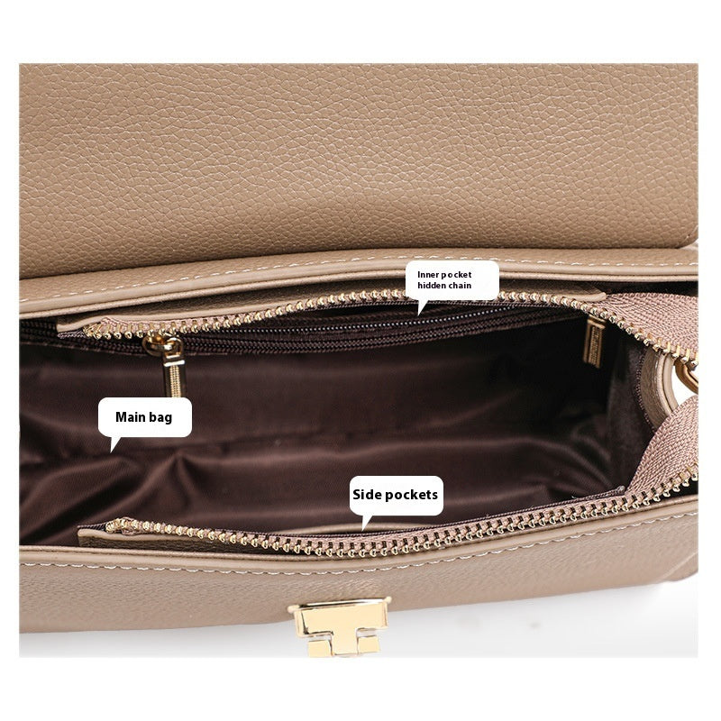 Fashion Litchi Pattern Lock Vintage Handbag LadyShow.Store
