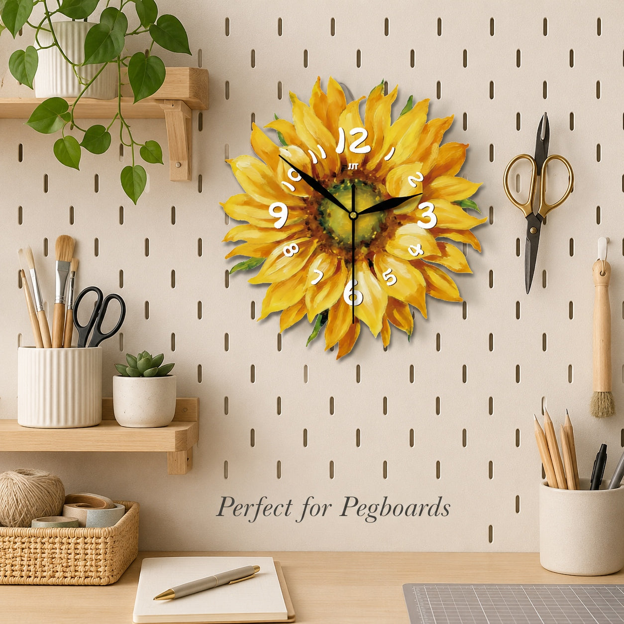 Sunflower Magnetic Fridge Clock Acrylic Decorative Kitchen Decor PearlNestDecor.com