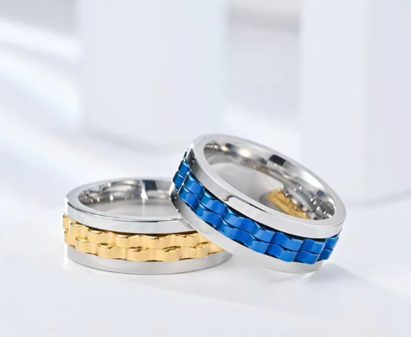 Stainless Steel Spinner Fidget Ring for Men Pi-Mart