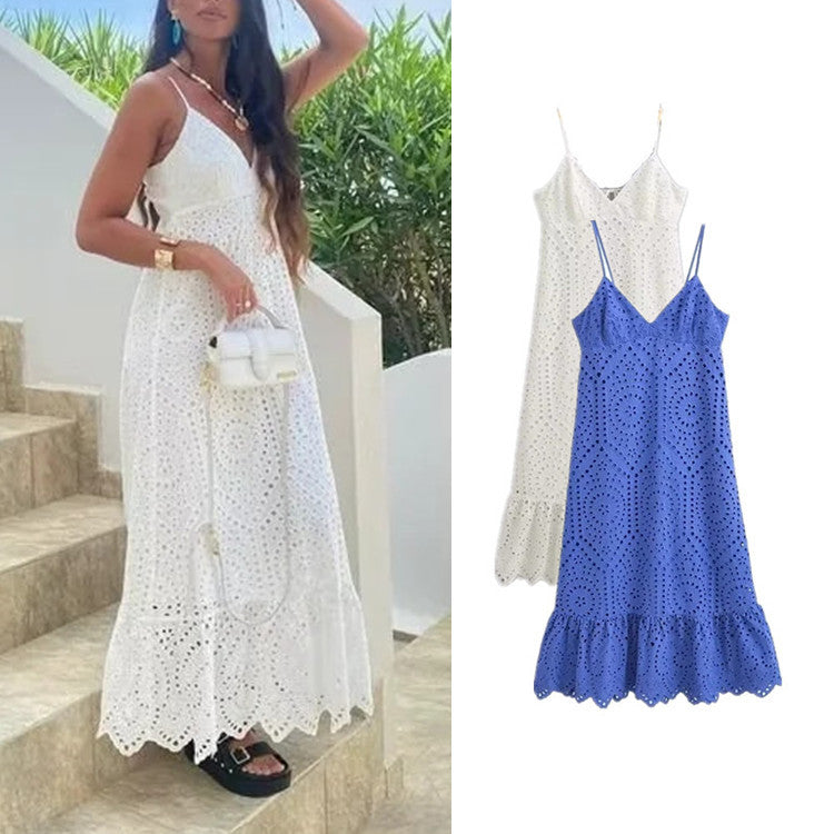 All-matching Hollow Embroidery Dress Women NorixaFashion.com