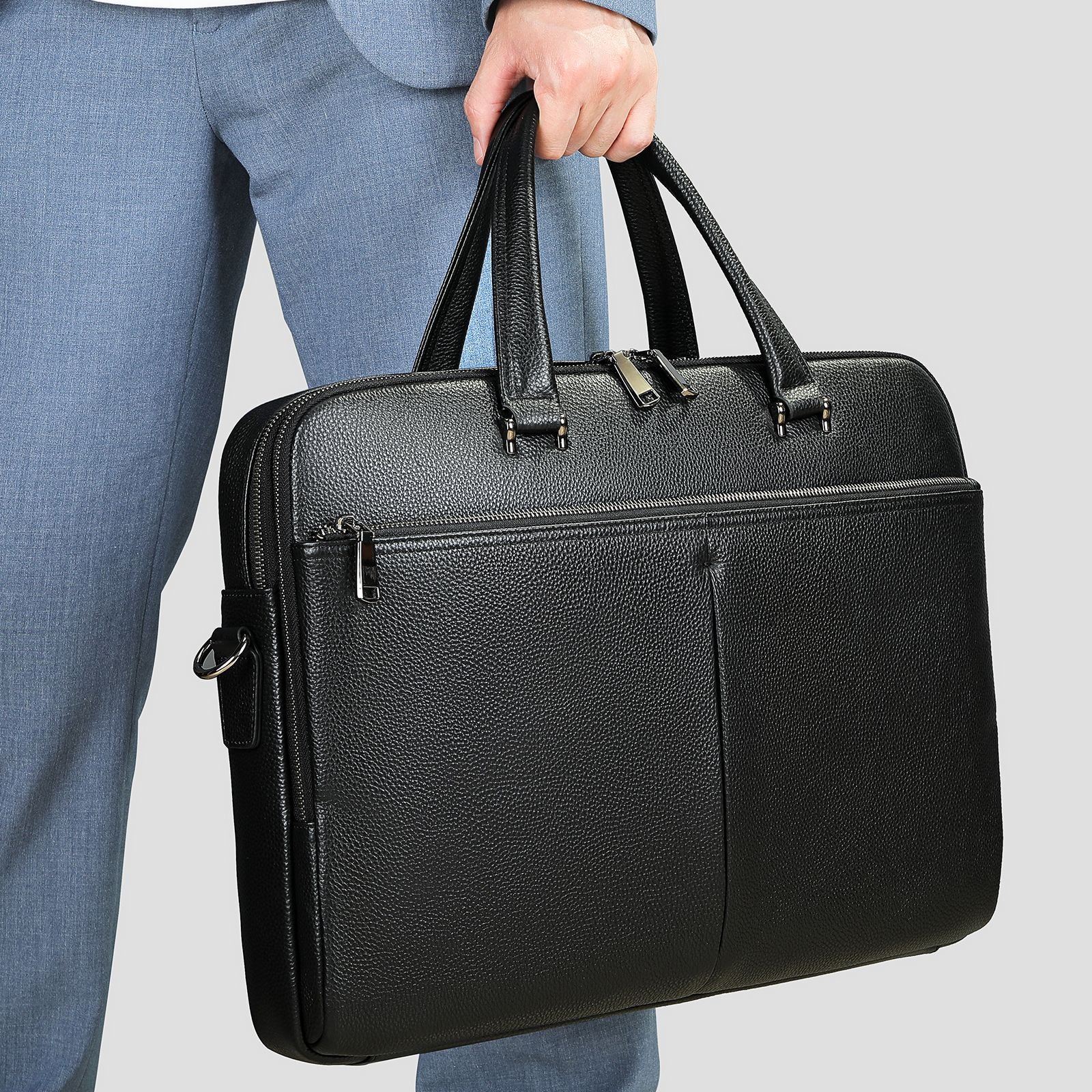 Men's Handbag Horizontal Briefcase Large Capacity First Layer Cowhide 17-inch Computer Bag CJD