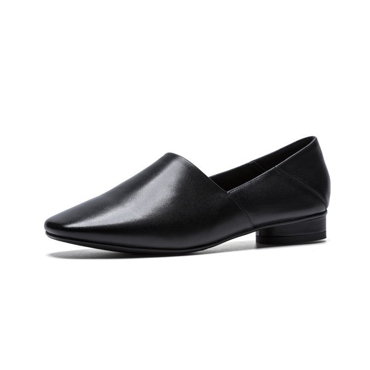 Women''s Shoes Flat Sole Square Head Deep Mouth Single Shoes LadyShow.Store