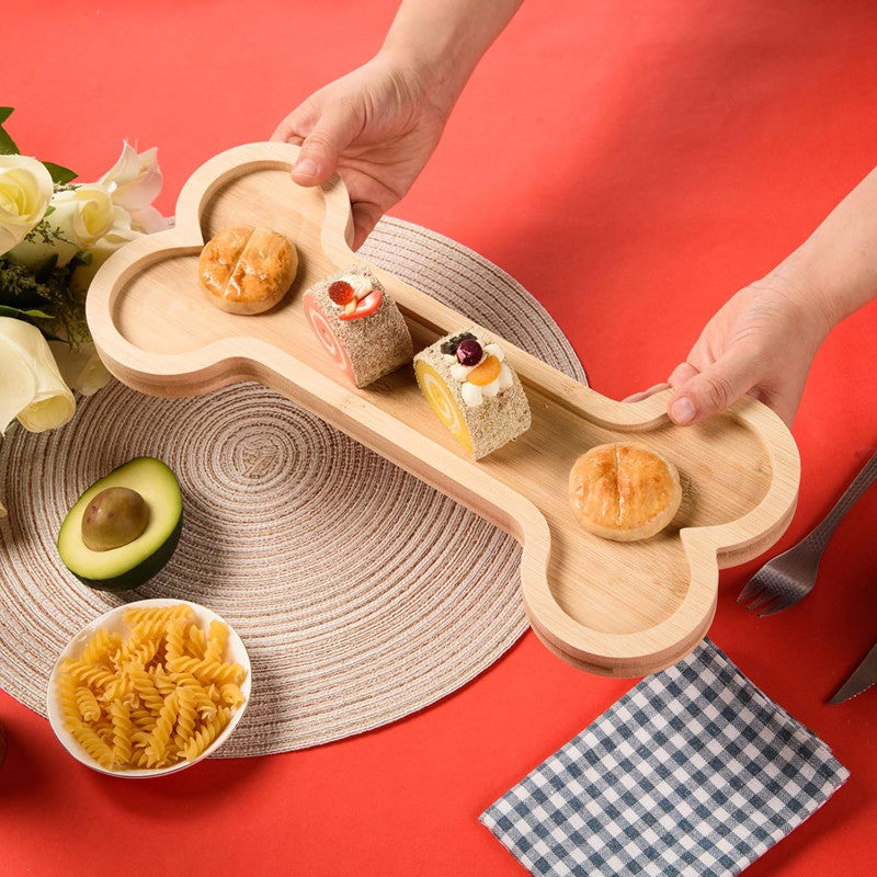 Dog-paw-shaped Bone Wooden Or Bamboo Irregular Dinner Plate Pets Fashion