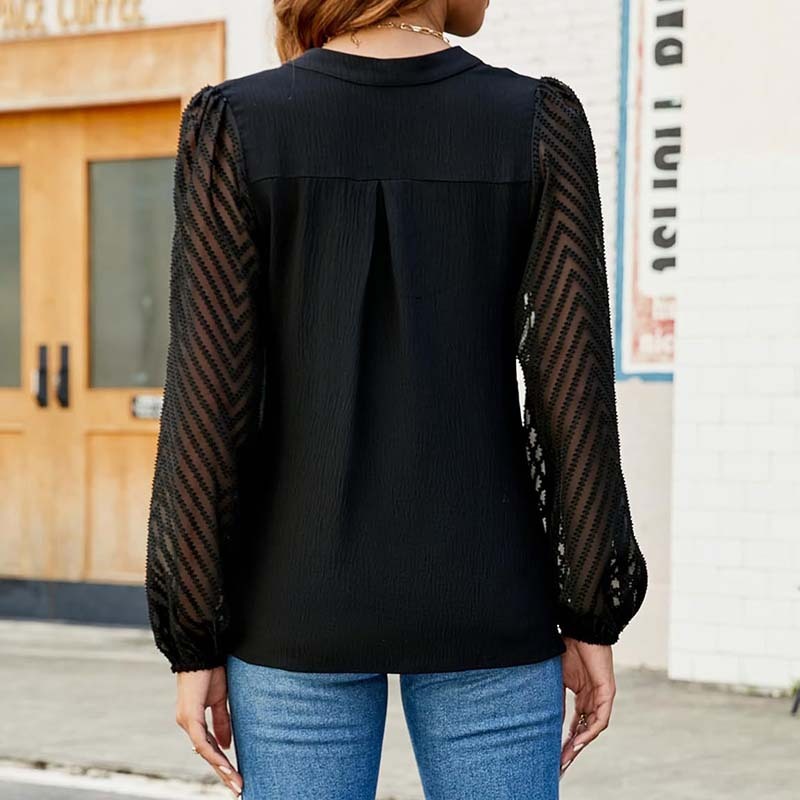Elegant Lace Chiffon Work Blouse NorixaFashion.com