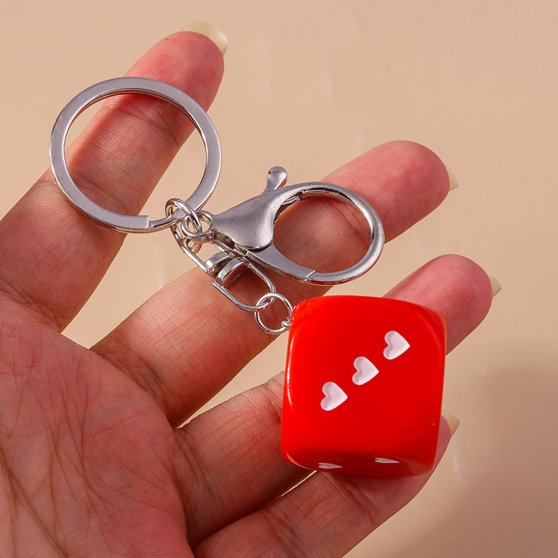 Love Dice Keychain Creative Design Oil Dripping Alloy Handmade Pendant Accessories LadyShow.Store