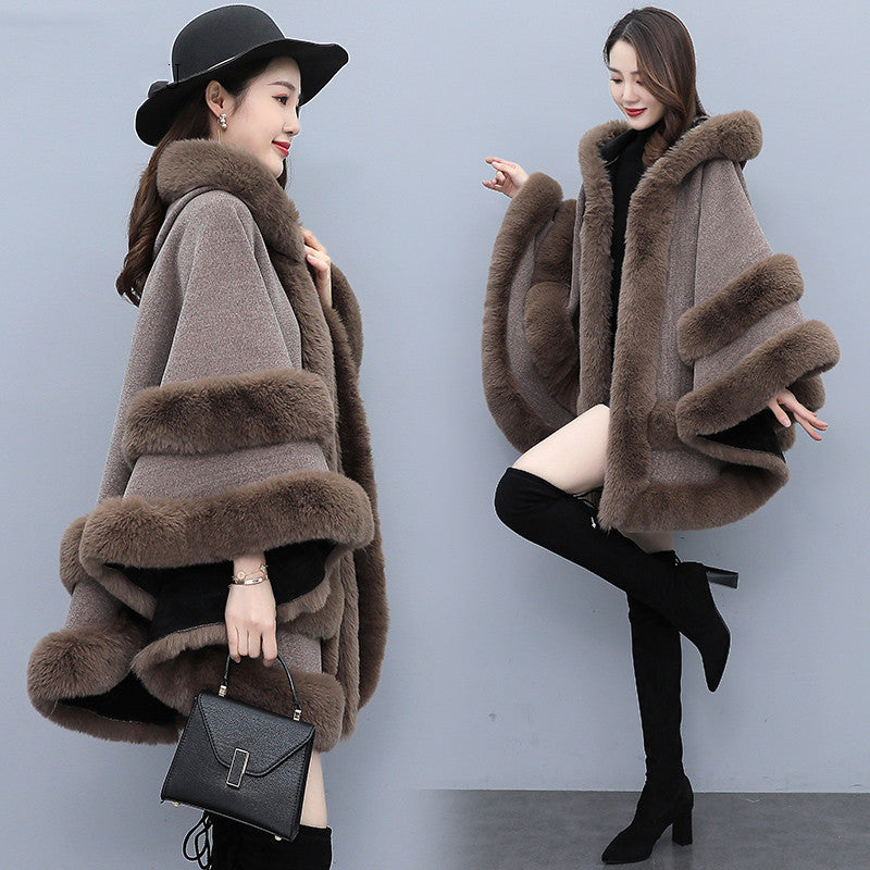 Fashionable Warm Hooded Cape Coat Lady Best YouTube Store