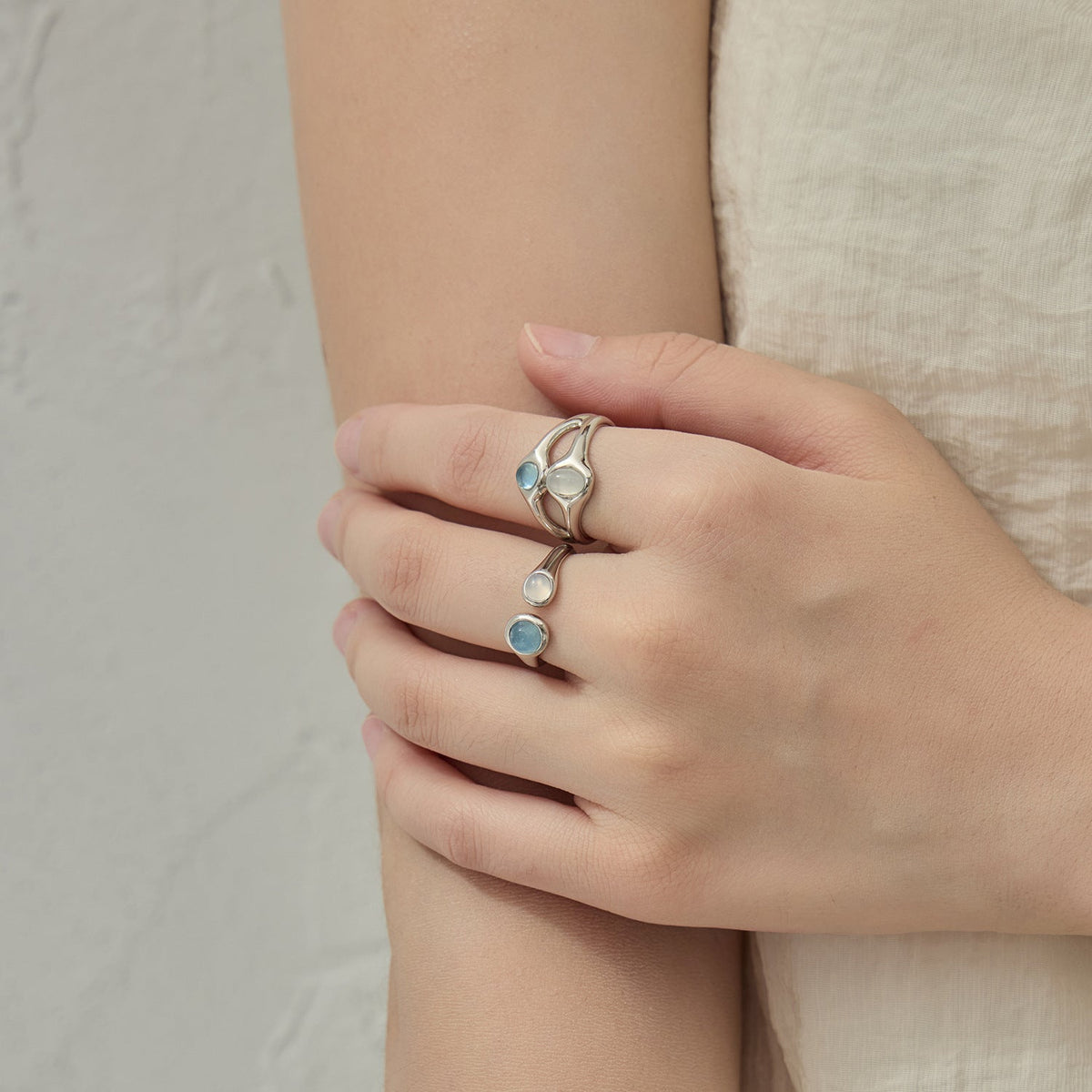 Japanese And Korean Streamer Wave Moon Shadow Single Layer Double-layer Ring French Exquisite Niche LadyShow.Store