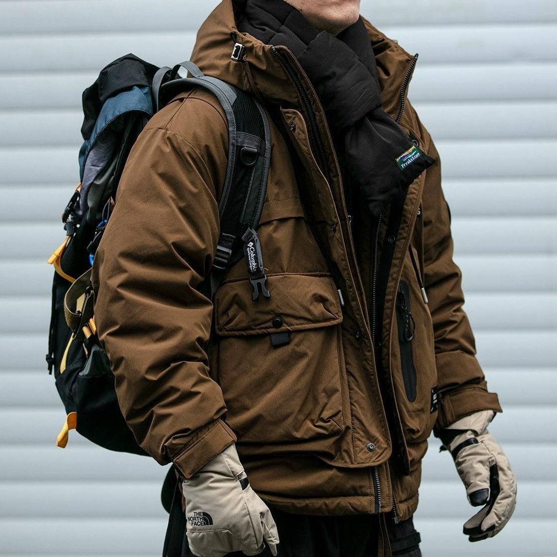 Loose Outdoor Multi-pocket Winter Workwear Hooded Down Jacket LuxuryLifeWay Online Store