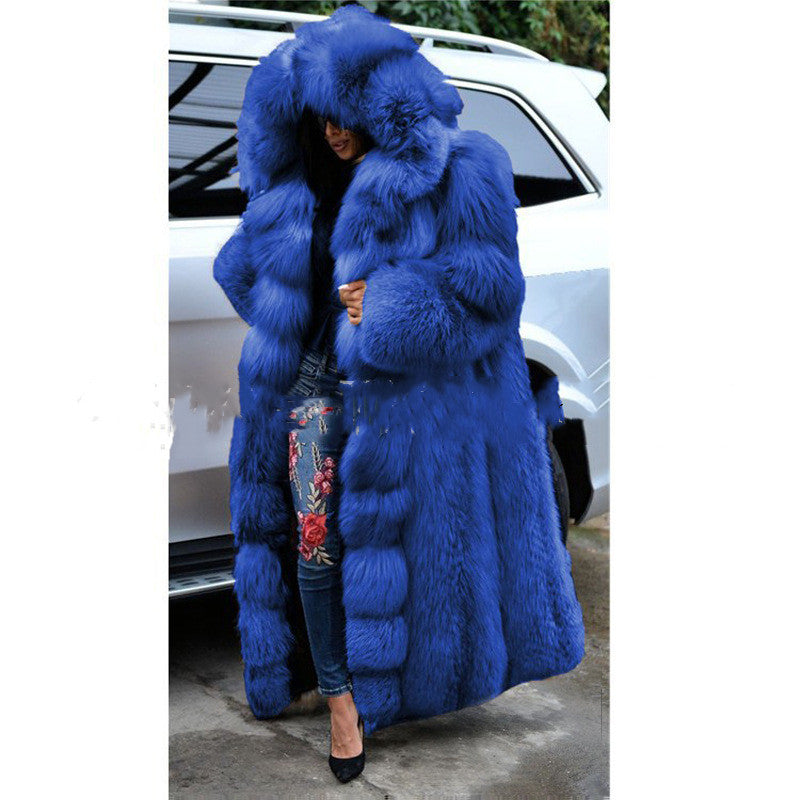 Faux Fur Coat Women Long Hooded Fur Coat NorixaFashion.com