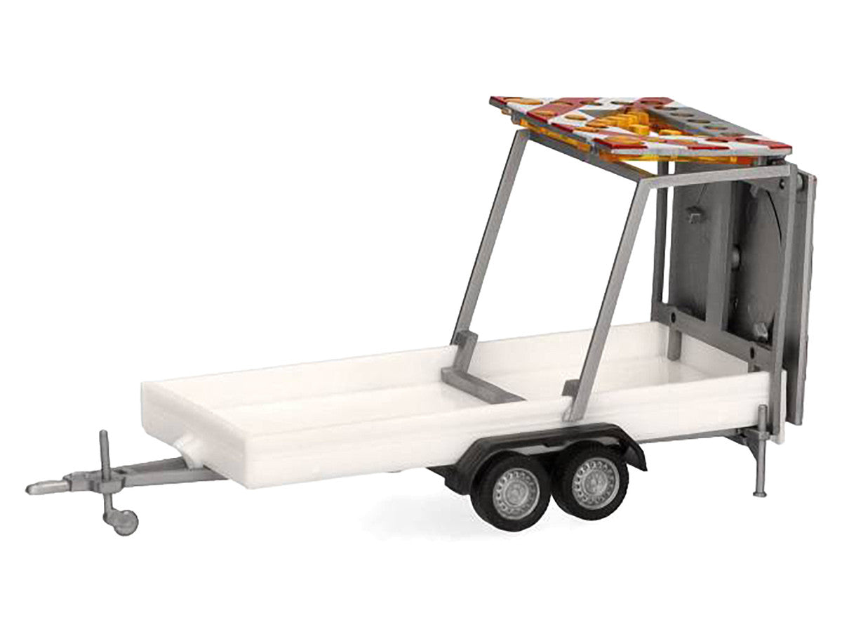 Road Maintenance Trailer White with Striped Top 1/87 (HO) Plastic Model by Promotex LuxuryLifeWay Online Store