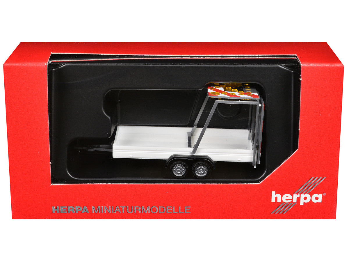 Road Maintenance Trailer White with Striped Top 1/87 (HO) Plastic Model by Promotex LuxuryLifeWay Online Store