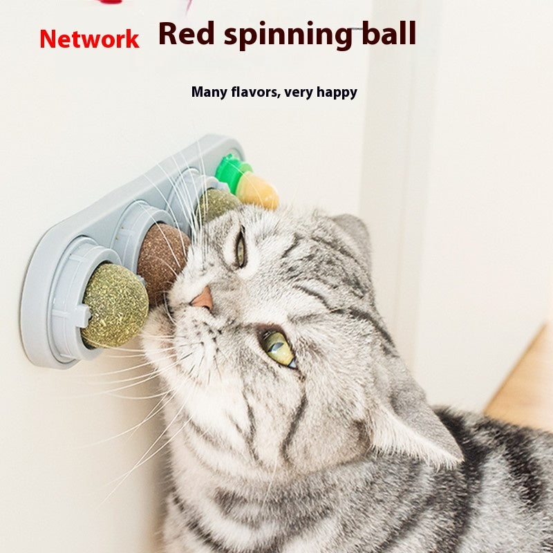 4 In 1 Rotating Catnip Silver Vine Ball Teeth Cleaning Acne Prevention Digestive Health Wall Stick On Toy Edible Safe Material Pets Fashion