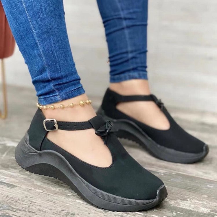 New Platform Buckle Fringe Solid Color Suede Casual Sneakers LadyShow.Store