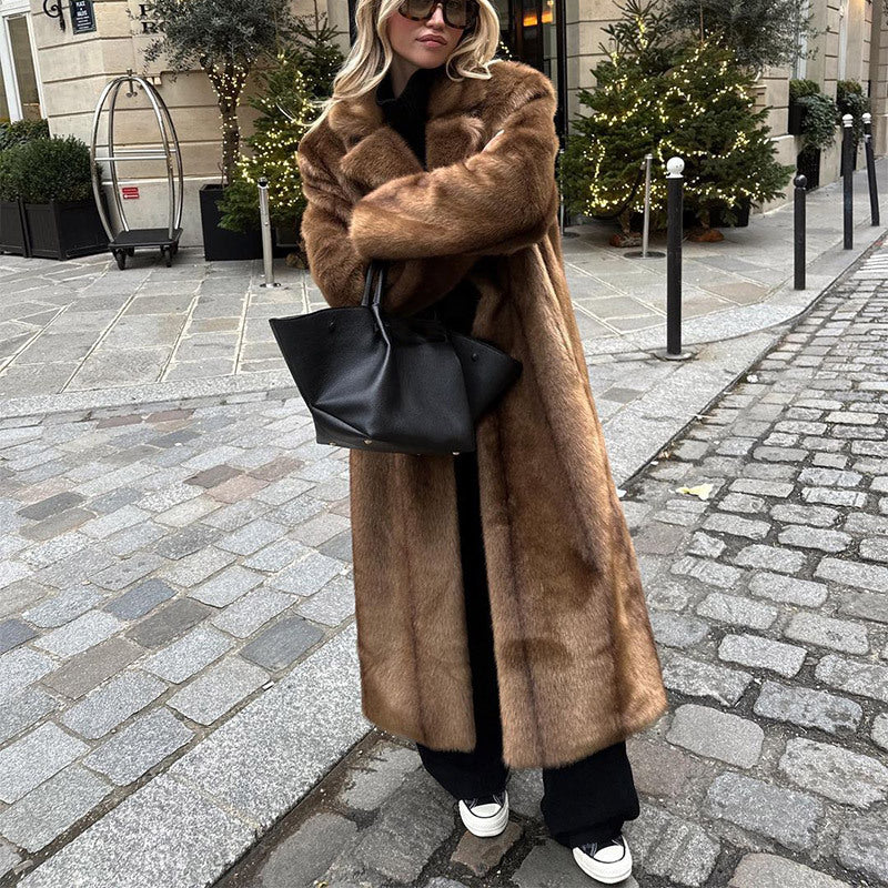 Winter Warm Brown Lapel Long Coat Best YouTube Store