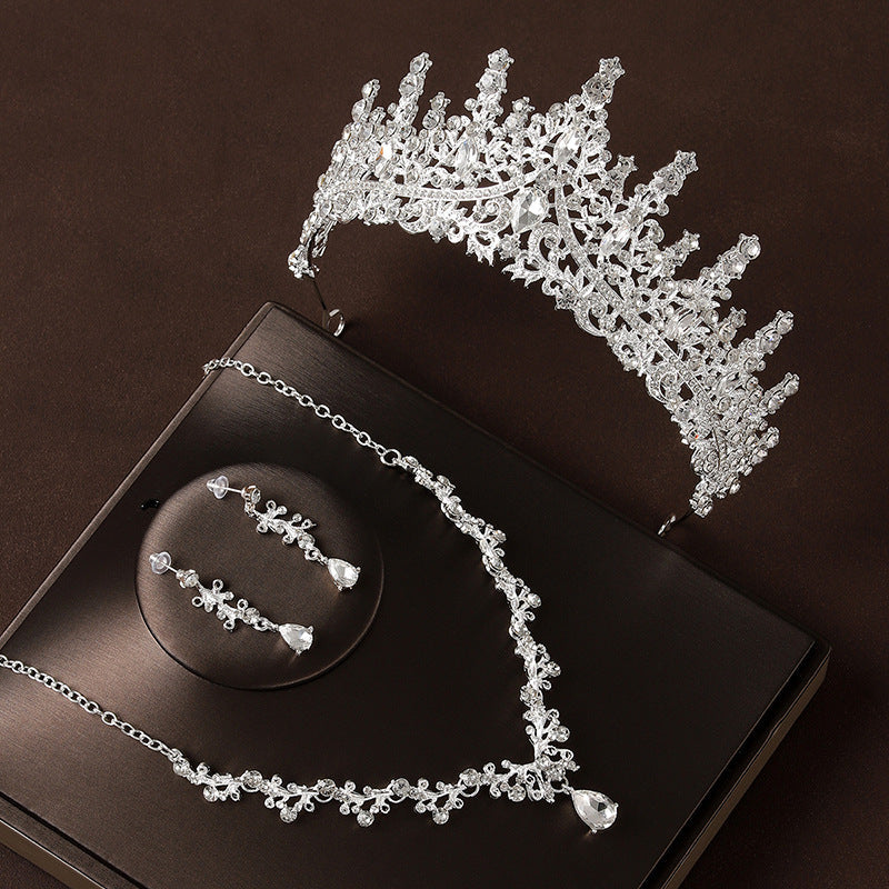 Retro Atmospheric Rhinestone Birthday Crown Hair Accessories Three-piece Suit LadyShow.Store