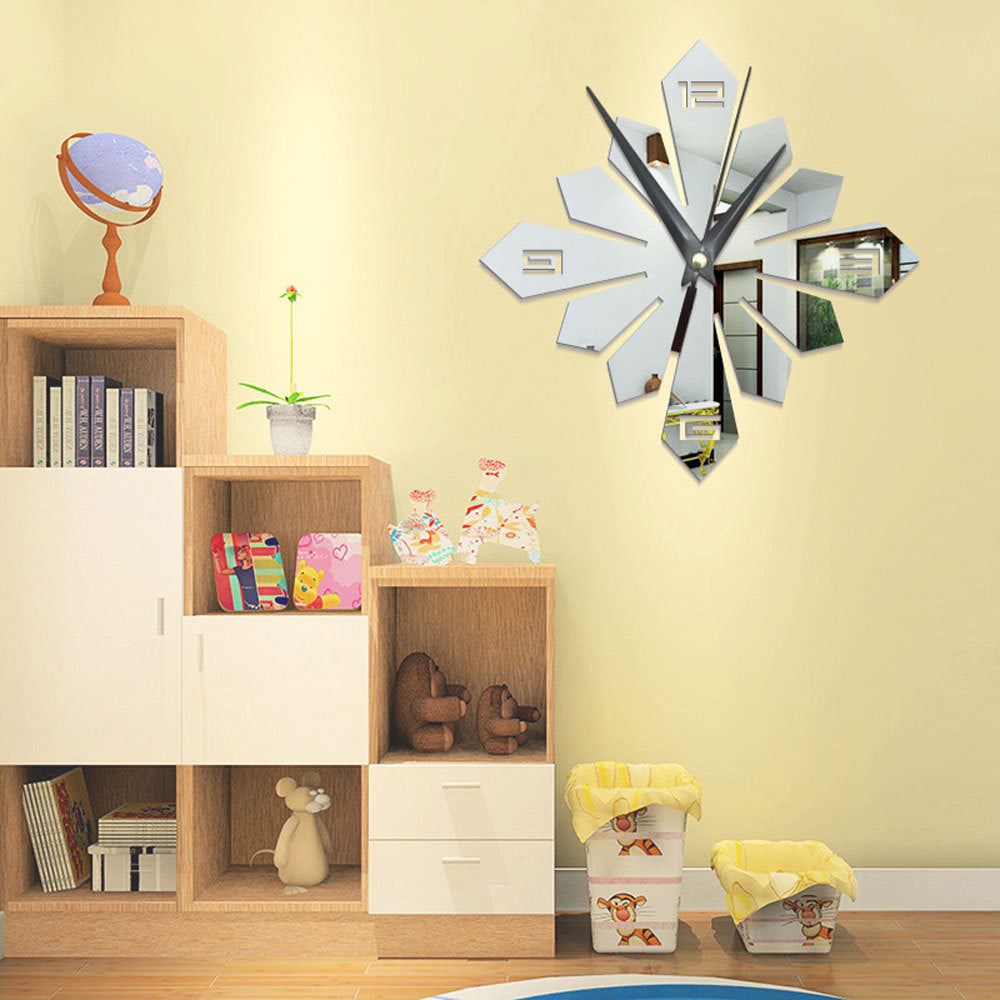 Creative Geometric Pattern Acrylic Mirror Wall Clock PearlNestDecor.com