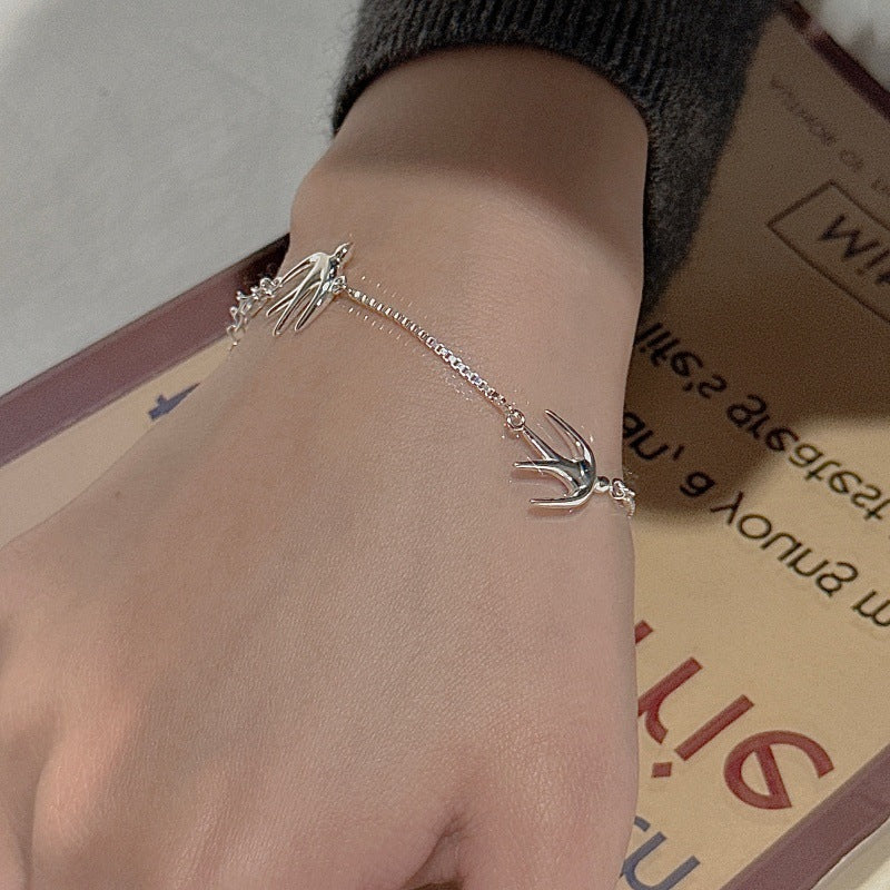 S925 Sterling Silver Swallow Bracelet LadyShow.Store