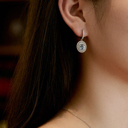 S925 Pure Silver Aquamarine Women's Earrings LadyShow.Store