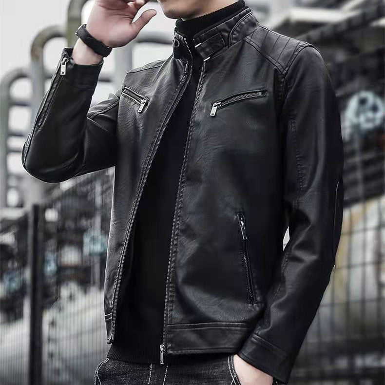 Men's Fashion Casual Slim Motorcycle Clothing Leather Jacket Best YouTube Store