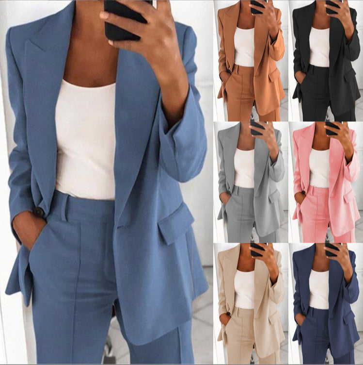 Women's Casual Blazer Suit  Two Piece Business Office Wear Set Fit Jacket And Pants NorixaFashion.com