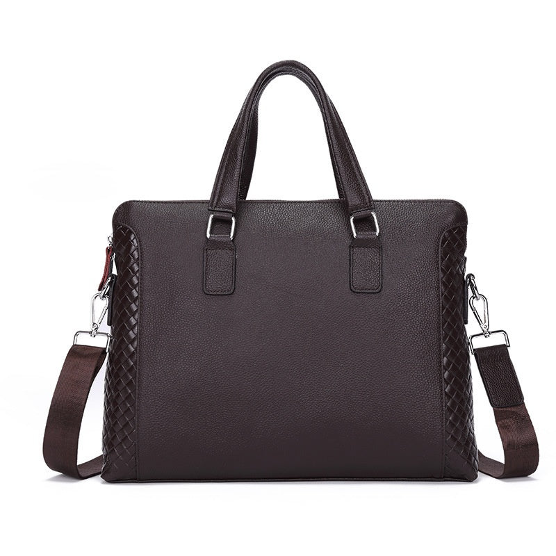 Men's Briefcase Genuine Leather 14-inch Laptop Bag Horizontal Cowhide Business Office Bag CJD