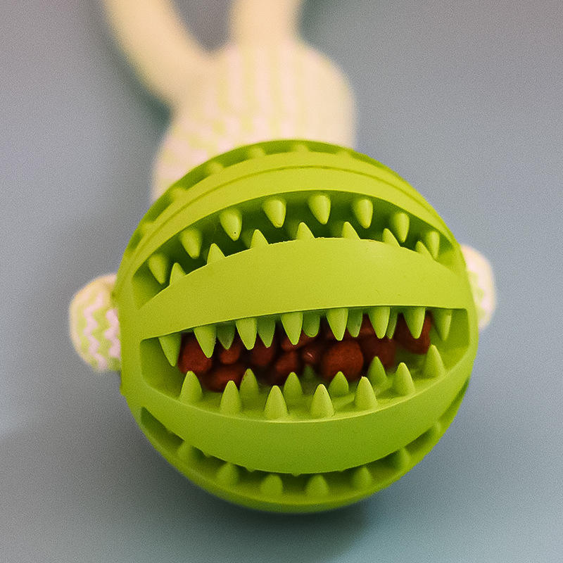 Dog Toys Treat Balls Interactive Hemp Rope Rubber Leaking Balls For Small Dogs Chewing Bite Resistant Toys Pet Tooth Cleaning Bite Resistant Toy Ball For Pet Dogs Puppy Pets Fashion