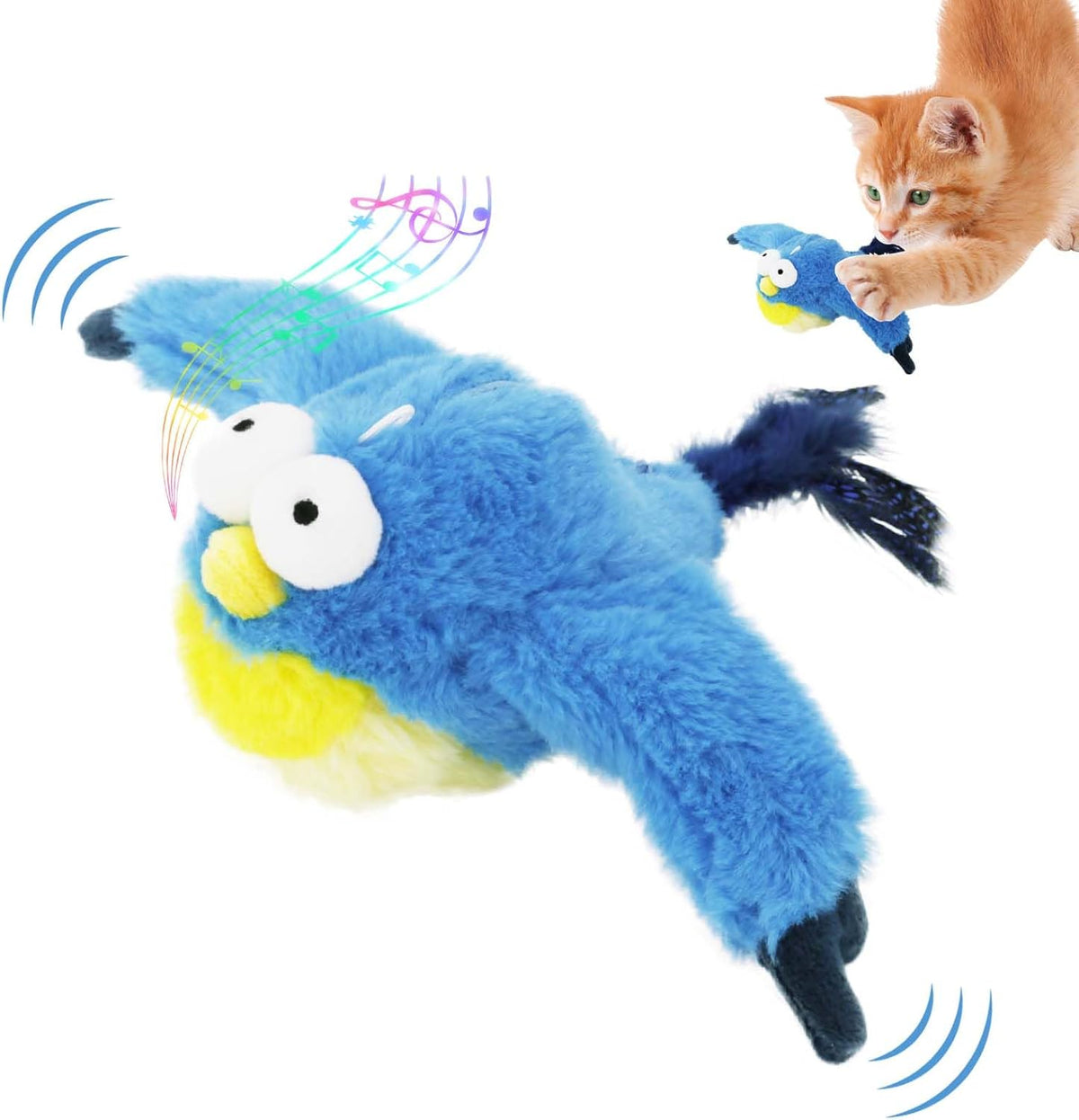 Interactive Chirping Bird Cat Toy, New Flying Interactive Flapping Chirping Bird Cat Toy, Flapping Bird Cat Toy For Indoor Bored Cats, Flapping Bird Cat Toy Pets Fashion