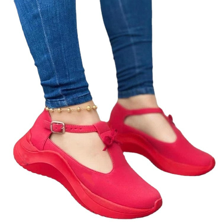 New Platform Buckle Fringe Solid Color Suede Casual Sneakers LadyShow.Store