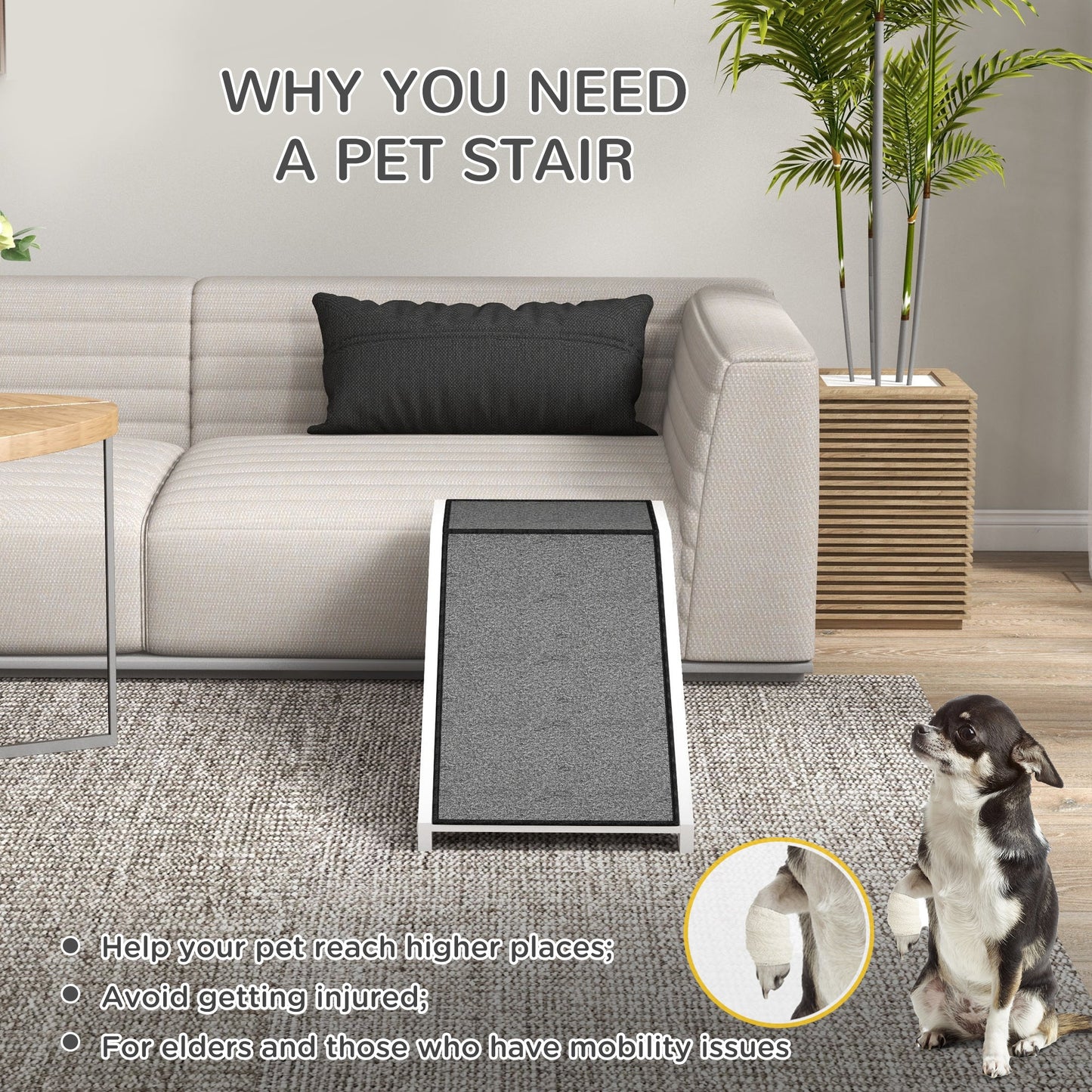 49 Pet Ramp For Dogs  Cats With Non-Slip Carpet, White Pets Fashion