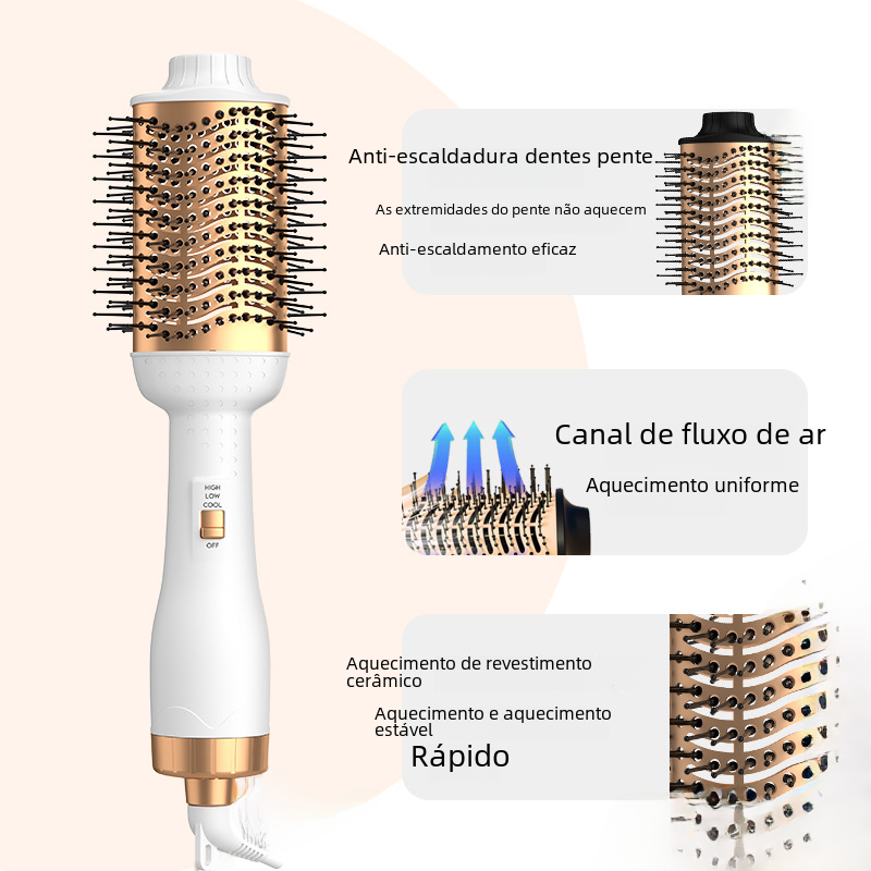 Black Gold Multifunctional Ionic Hair Dryer Brush LadyShow.Store