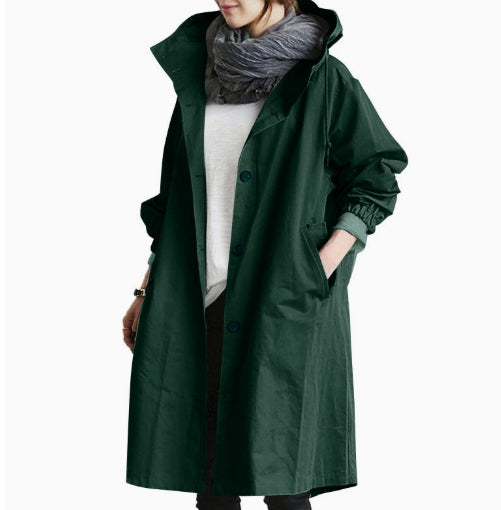 Women Windbreaker Jacket Casual Loose Button Pockets Hooded Quick Dry Windproof Waterproof Clothes For Outdoor Hiking Camping LadyShow.Store