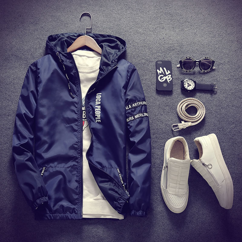 Men's Lettered Hooded Jacket Pi-Mart