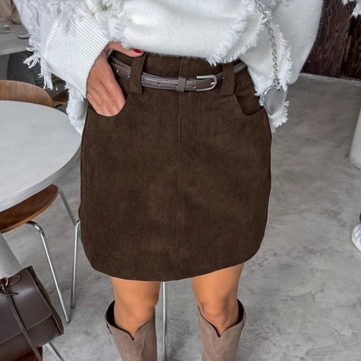 Retro Corduroy Casual Skirt For Women LadyShow.Store