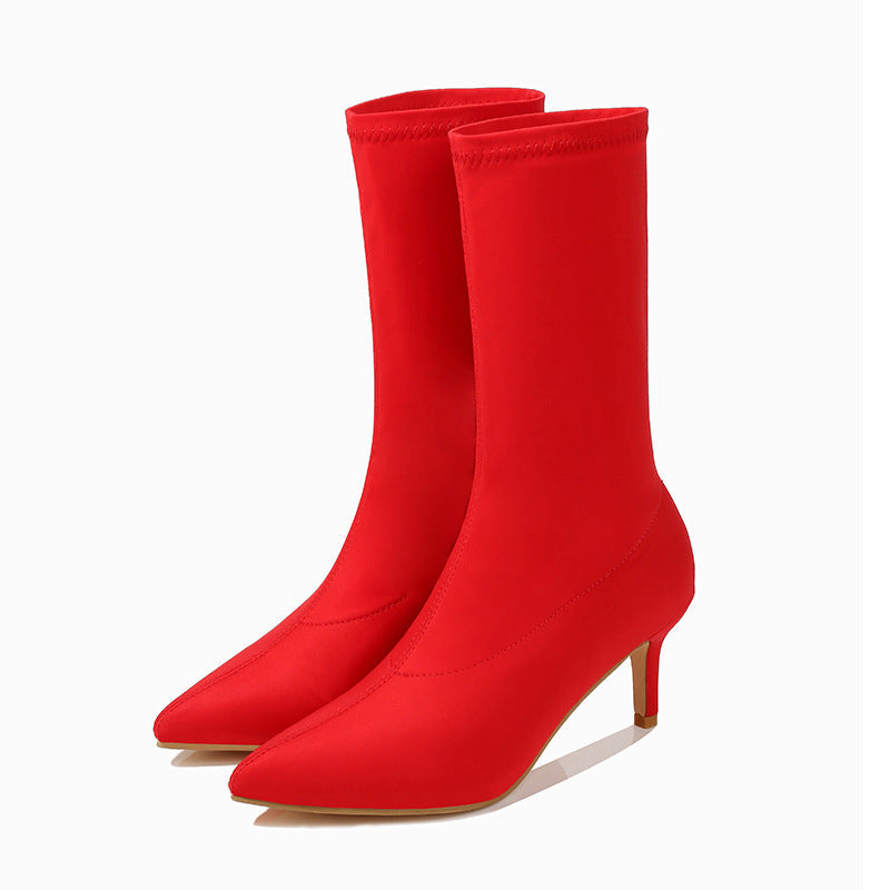 Women's Shoes Stylish Ankle Boots Sexy Pointed Toe Stiletto High Heels Boots LadyShow.Store